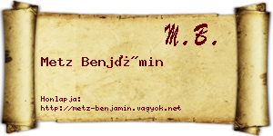 Metz Benjámin névjegykártya