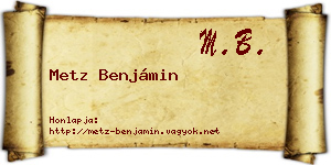 Metz Benjámin névjegykártya